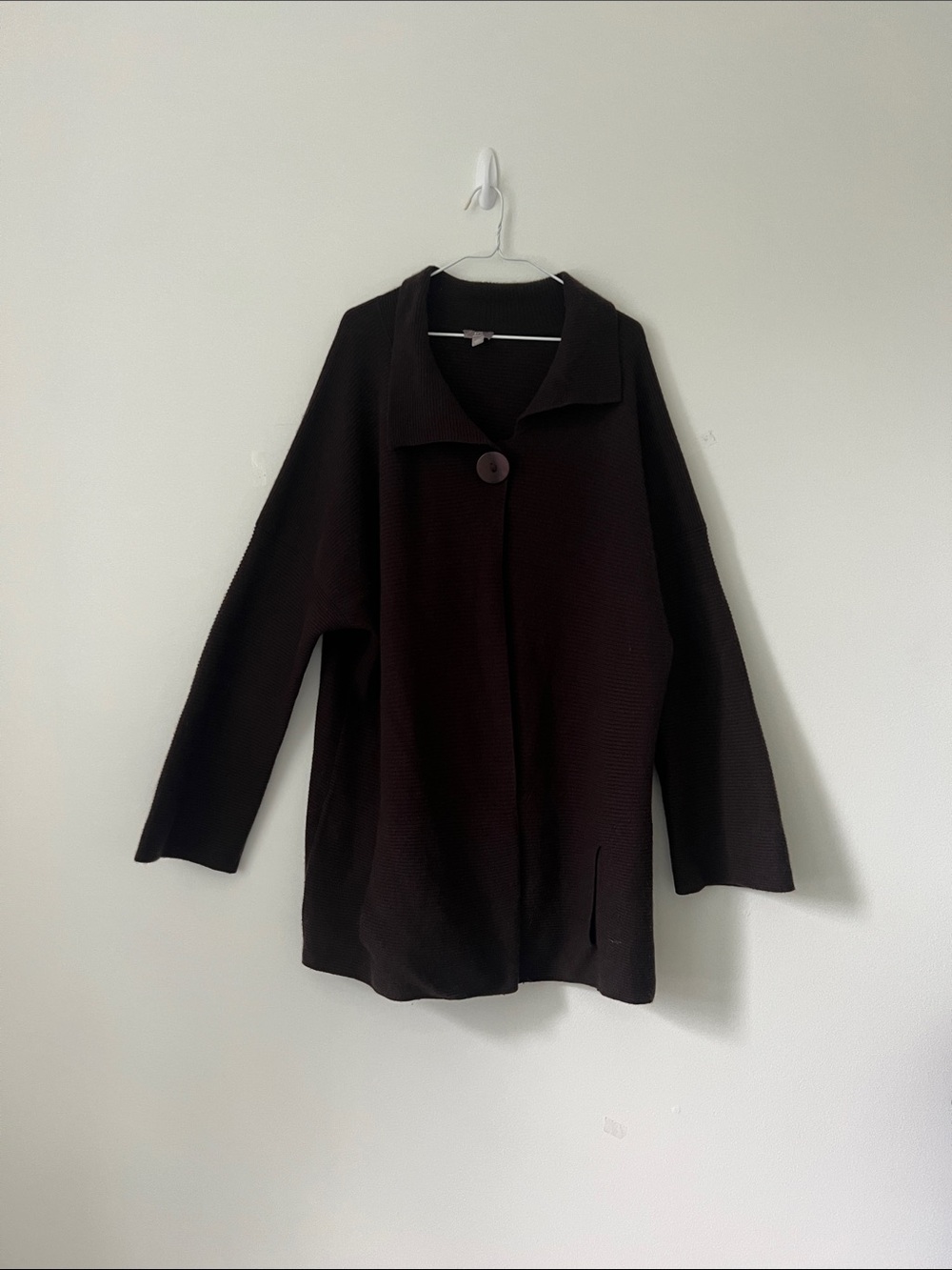 J. Jill Dark Brown 100% Cashmere Single-Button Sweater/Jacket